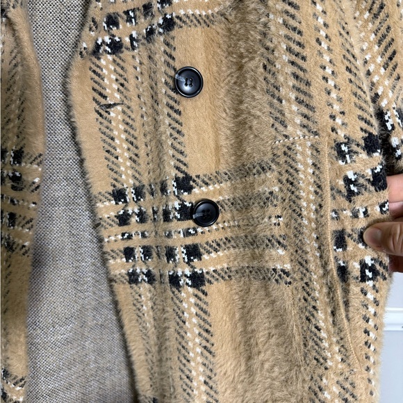 Tahari Tan and Black Plaid Trench Coat - Picture 2 of 5